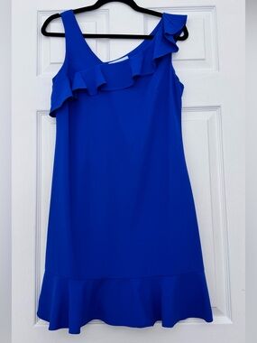 Nichole Miller Ruffle Blue Dress